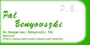 pal benyovszki business card